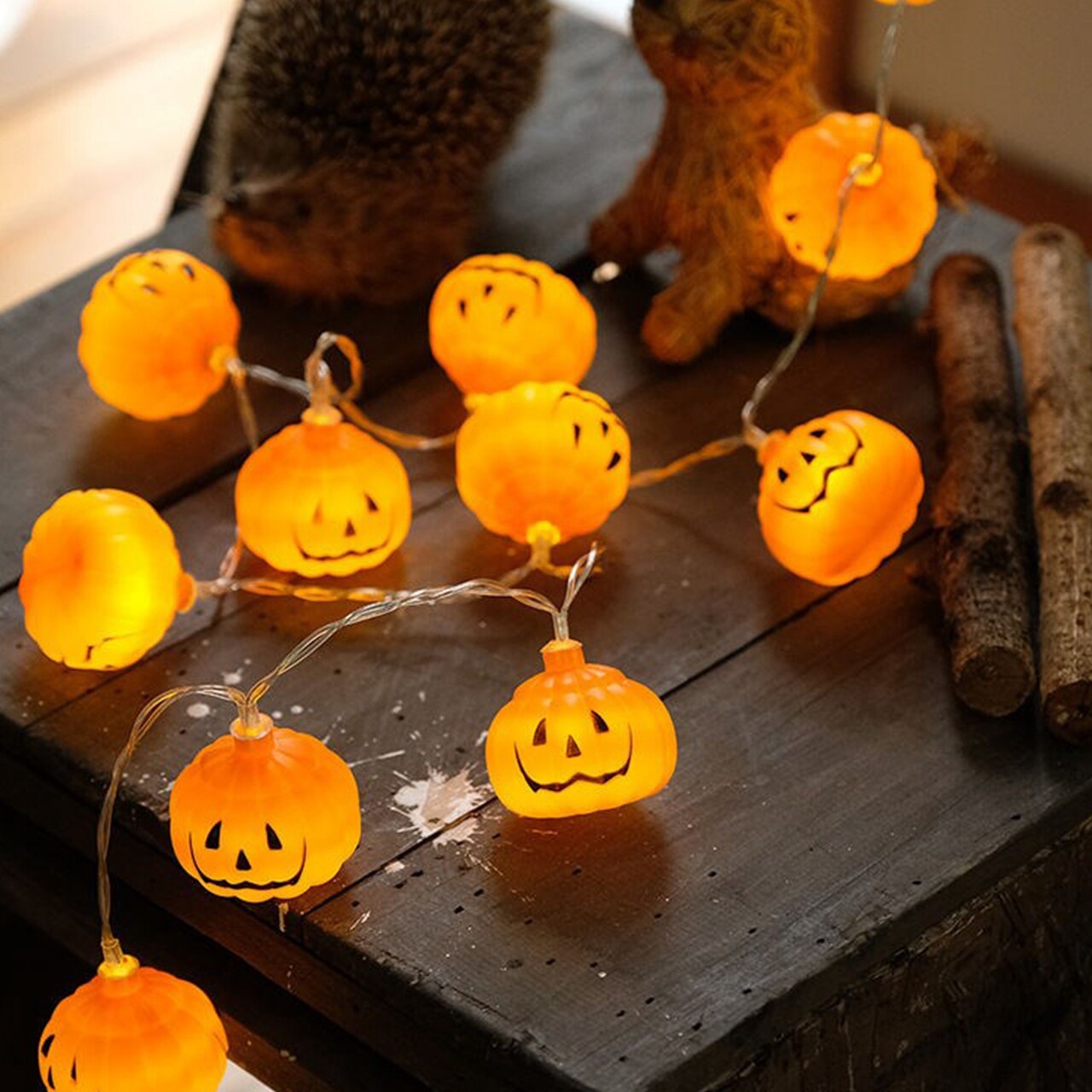 Eggracks by Global Phoenix Halloween String Lights 59IN Total Length Pumpkin LED Lamps